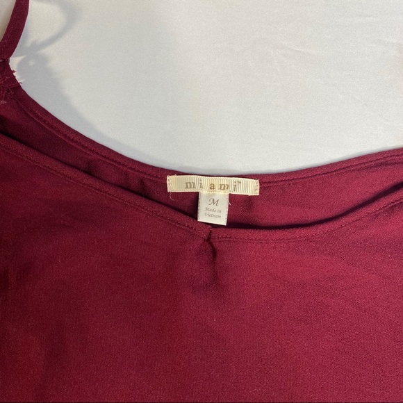 Burgundy Embroidered Sun Dress Shoulder Less - Picture 5 of 8